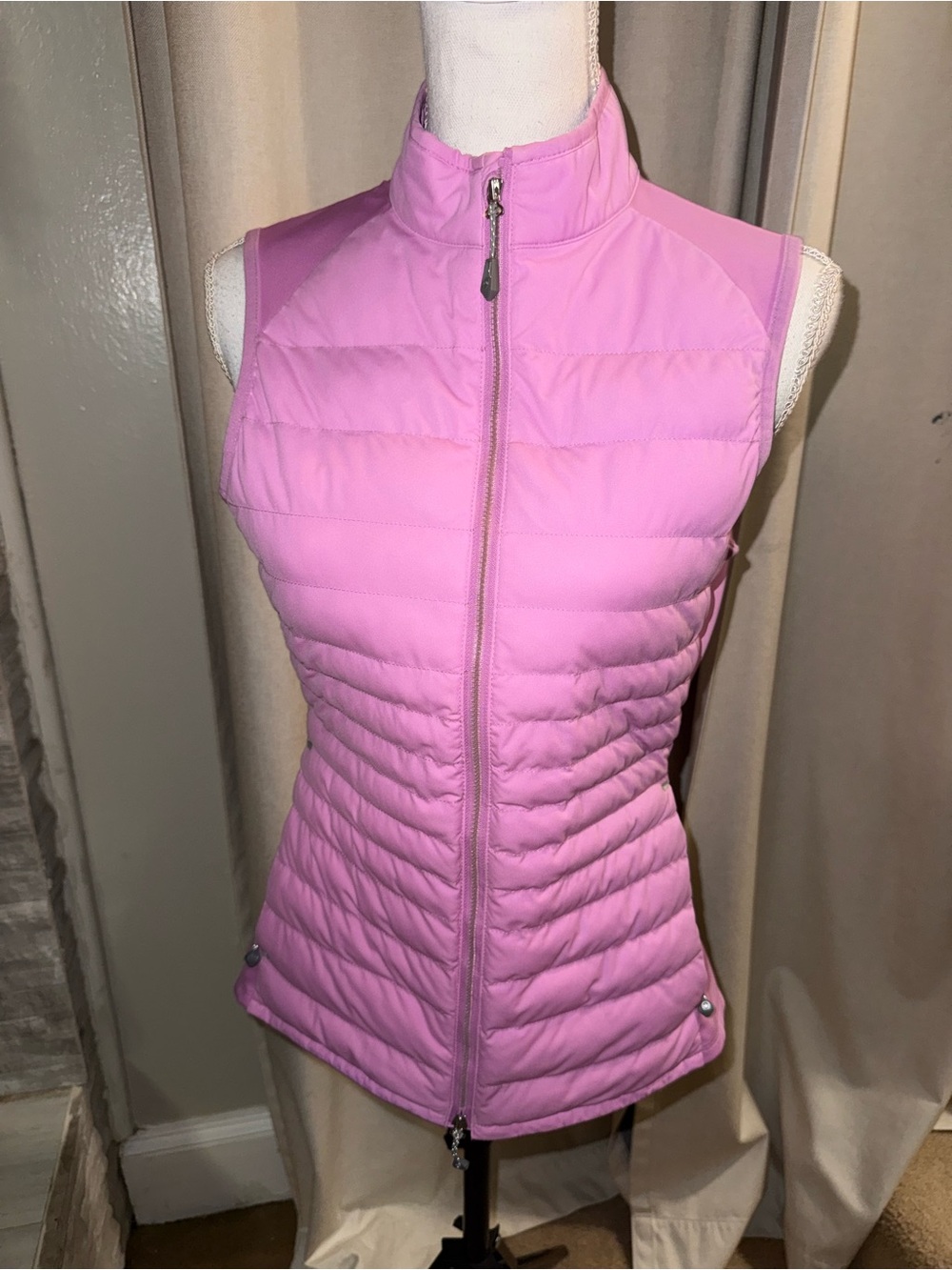 Peter Millar Pink Quilted Sleeveless Puffer Vest